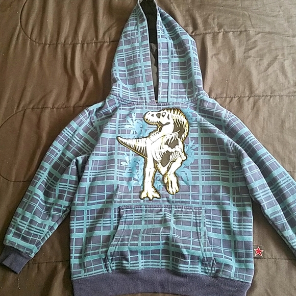 Boys plaid t-rex hoodie - Picture 1 of 2